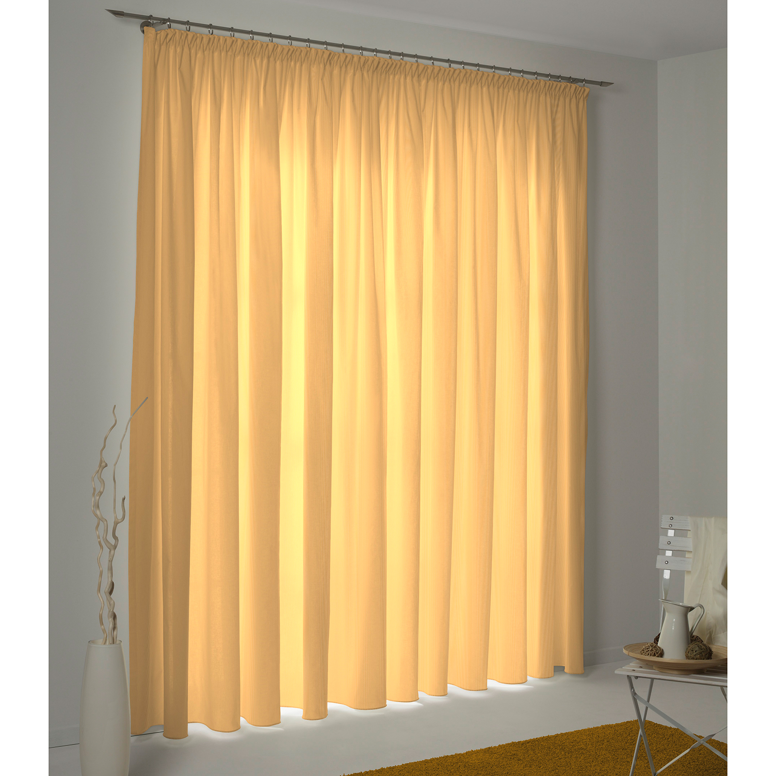 Einzelschal mit Kräuselband UNI COLLECTION LIGHT - dunkelgelb - 145x145 cm