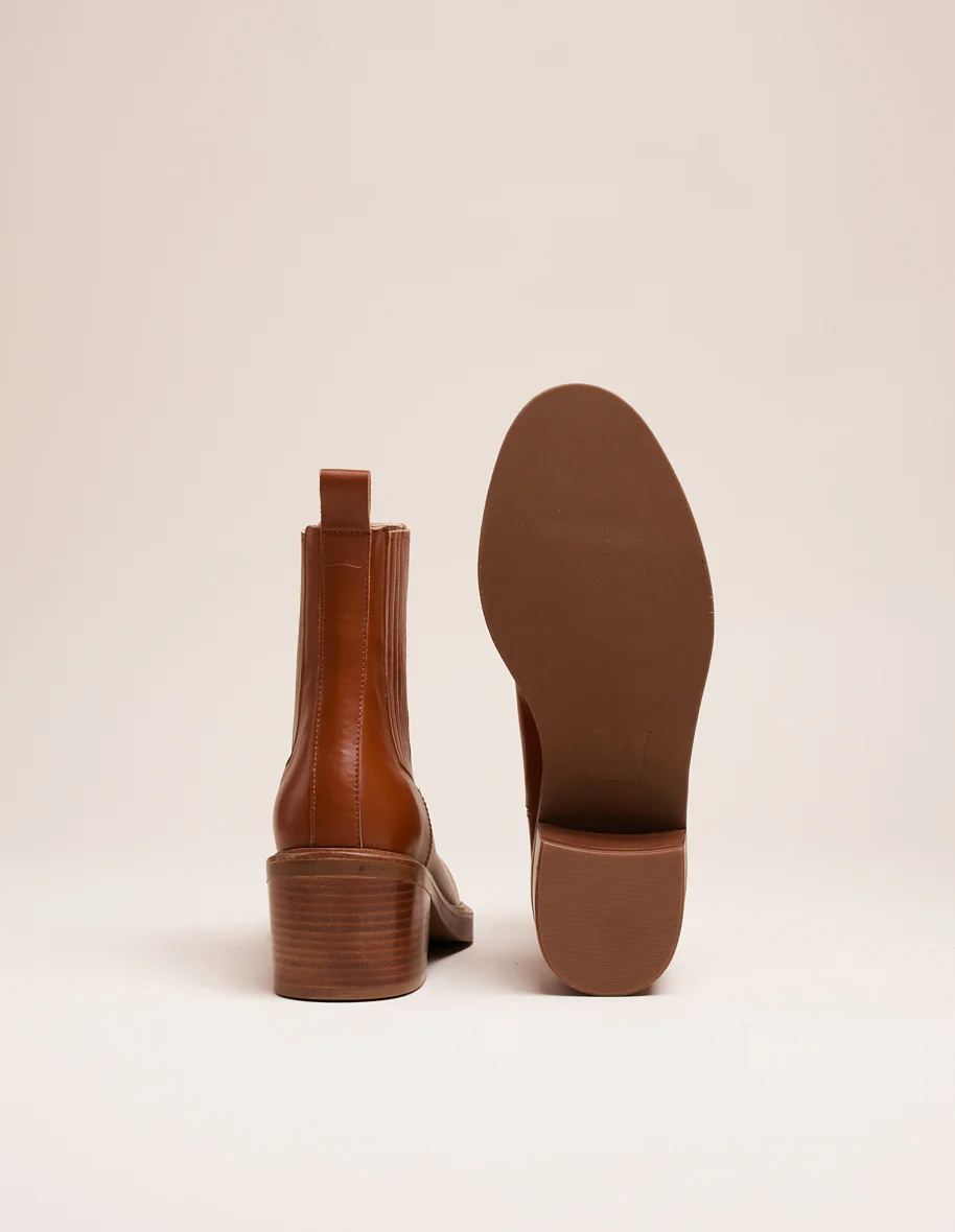 Bottines à talons Janine - Cuir cognac