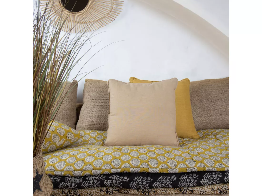 Now's Home - Coussin Carre En Lin Coloris Camel 40x40cm Nyl