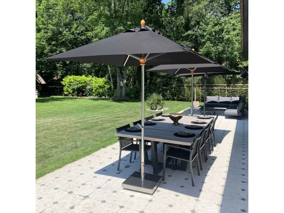Now's Home - Parasol En Aluminium Et Toile Noire 200cm