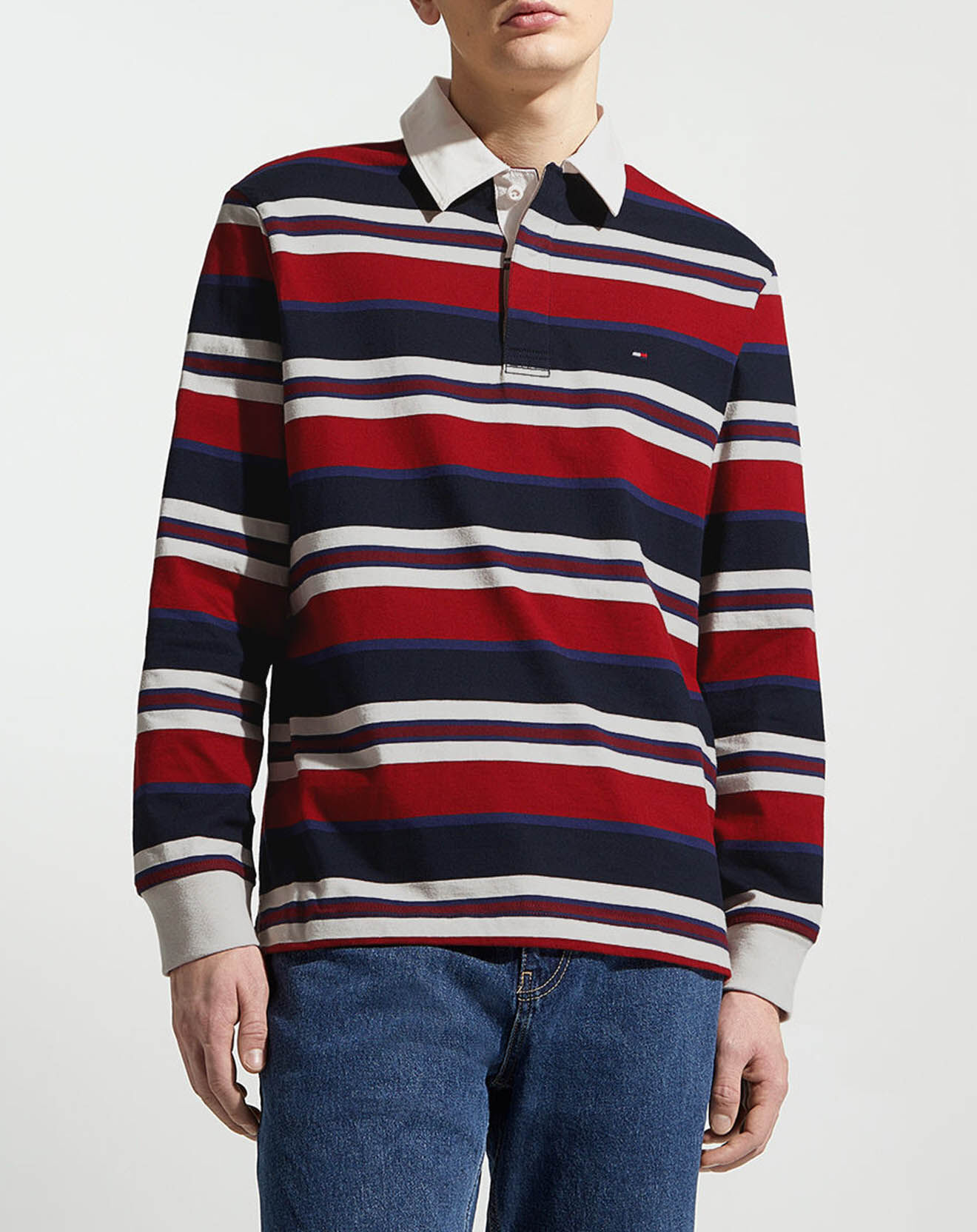 Tommy Hilfiger Polo Rugby rayé bleu marine/blanc/rouge