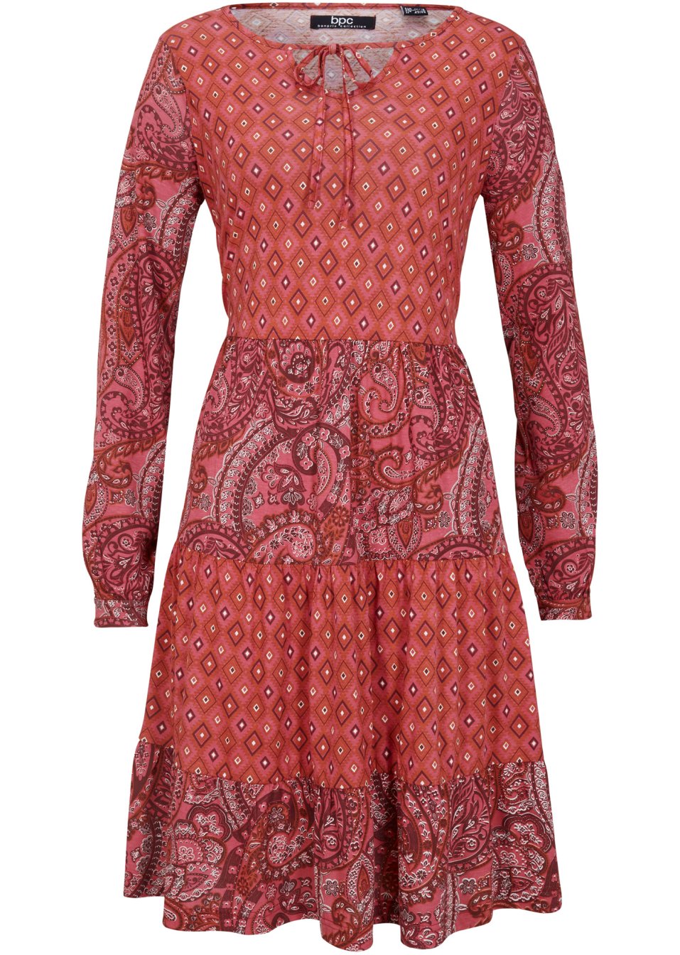 Robe courte en jersey en mélange coton viscose, trapèze