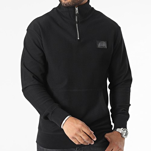 Sweat Col Zippé Classic Twill Noir