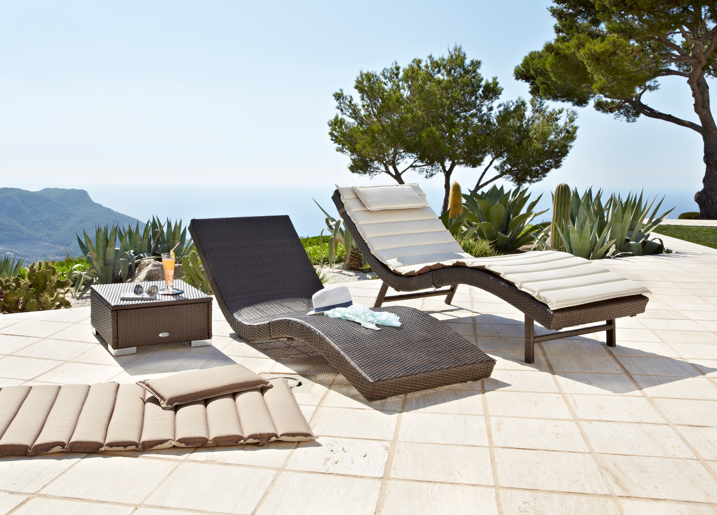 MERXX Gartenliege »Piacenza« Polyrattan, braun, inkl. Wendeauflage
