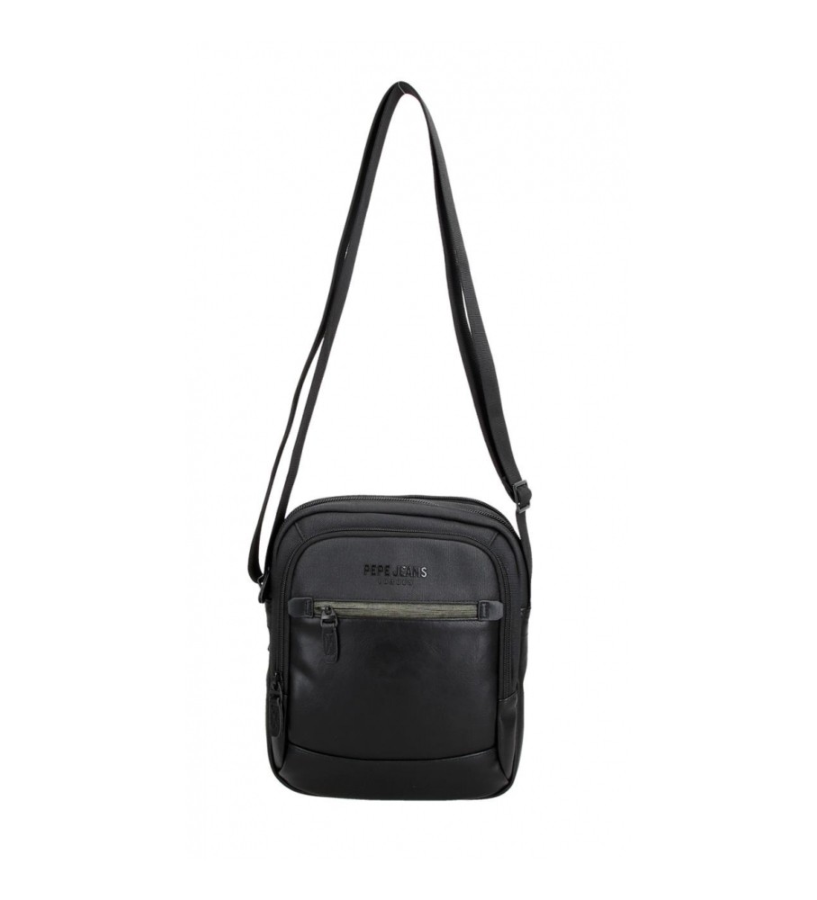 Bolsa de ombro para tablet Pepe Jeans Grays com dois compartimentos, preta.