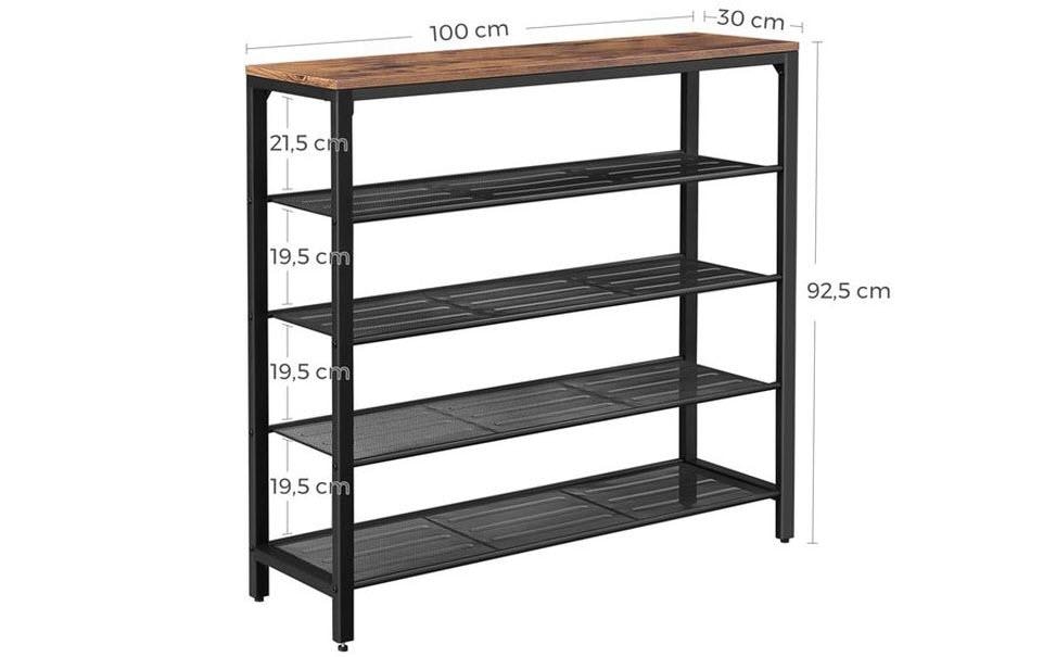 VASAGLE Schuhregal »aus Holz und Metall 100 x 92.5 cm«