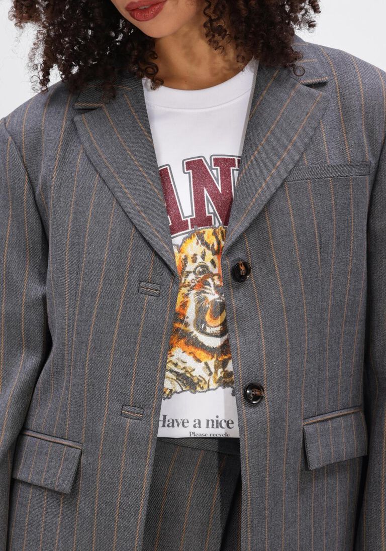 grijze ganni blazers wool stripe blazer