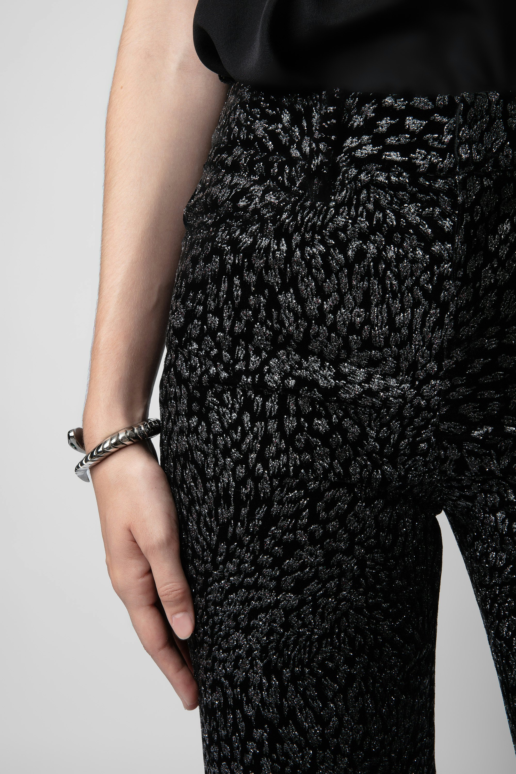 Pantalon Piston Velours Glitter