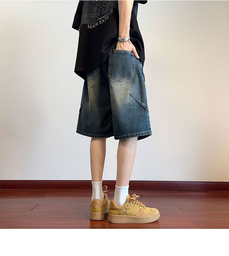 emeisa - Gewassen denimshort met middelhoge taille