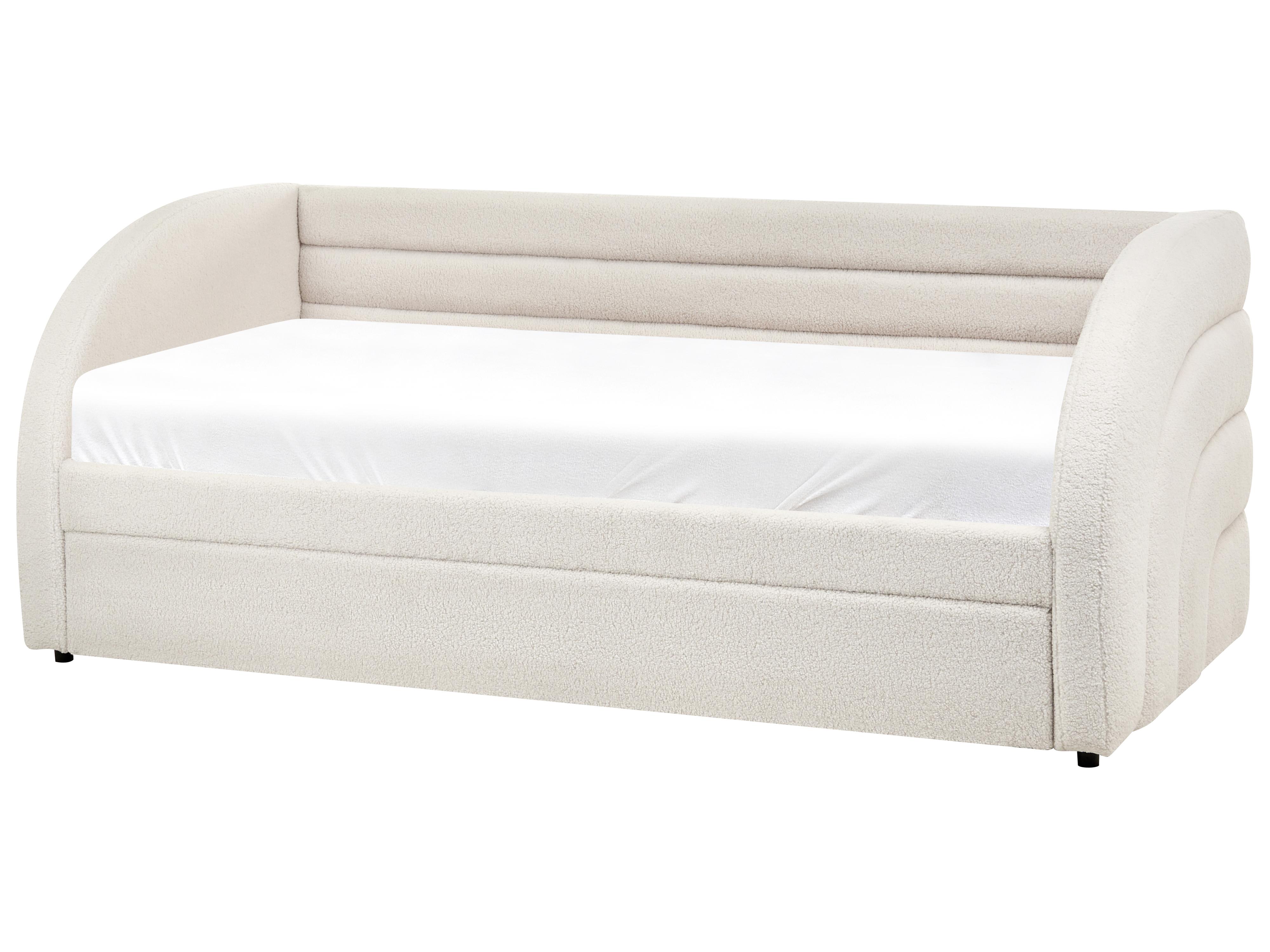 Onderschuifbed Bouclé ALBIAC 90 x 200 cm Wit