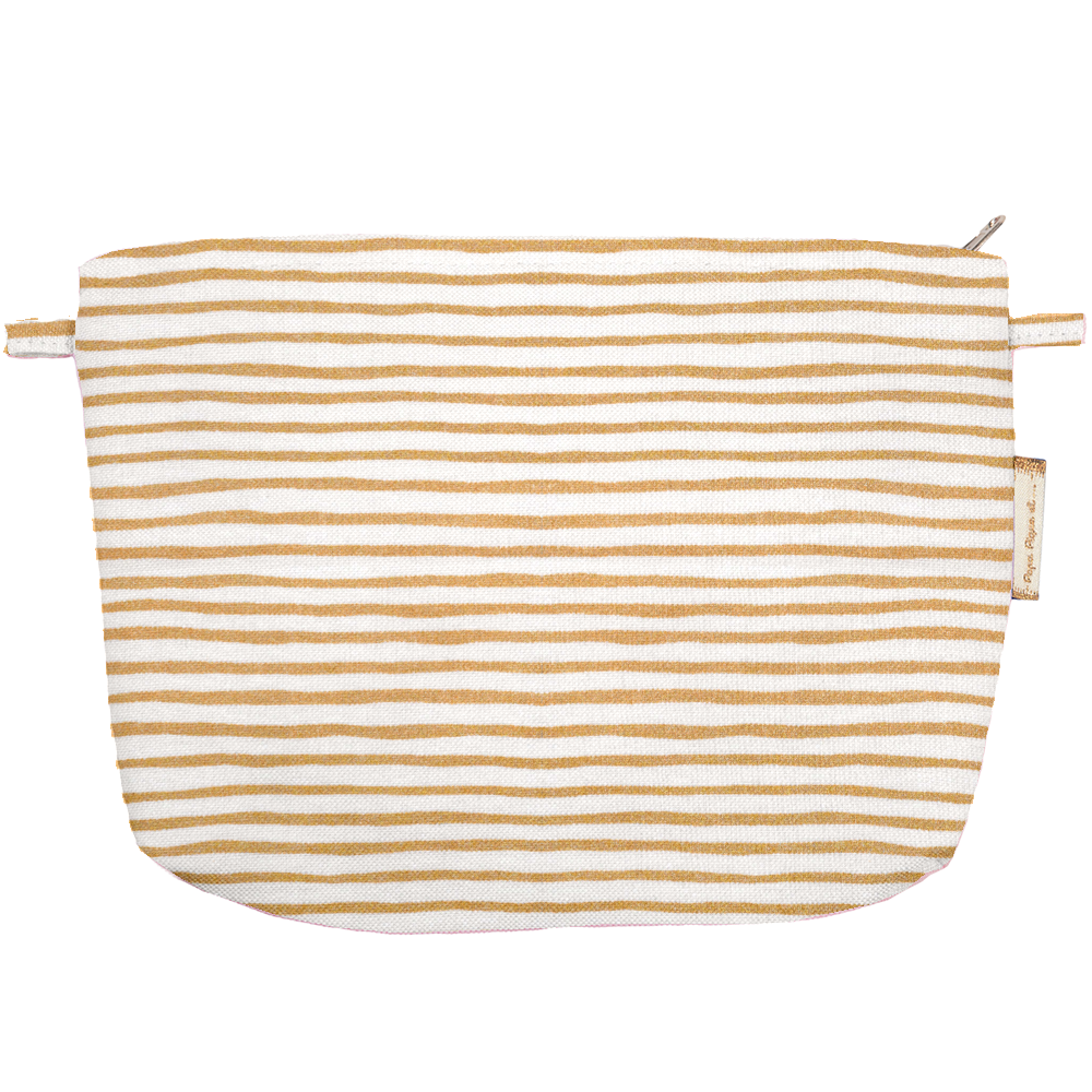 Pochette Tissu Rayé Or Blanc