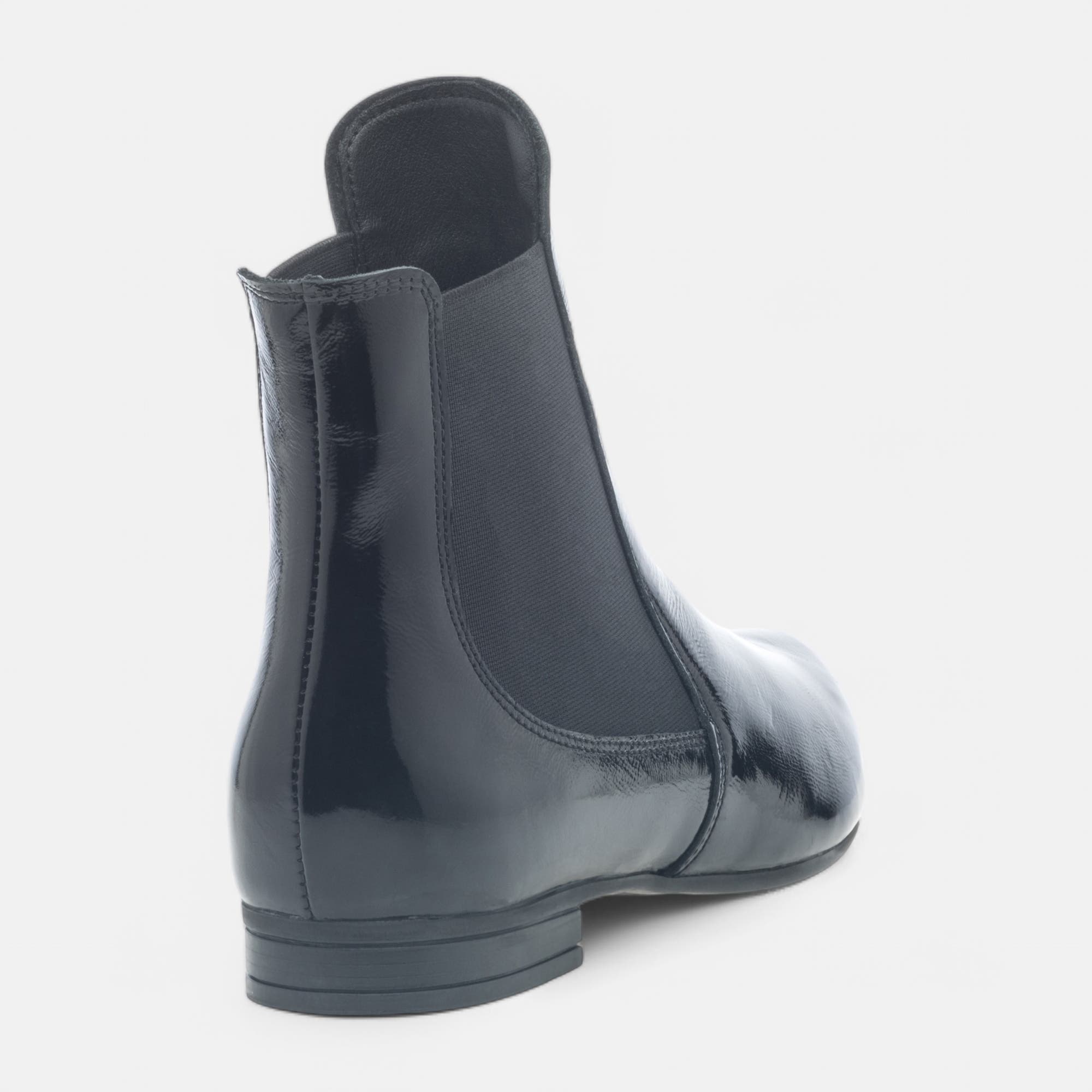 Boots chelsea Femme en cuir noir vernis