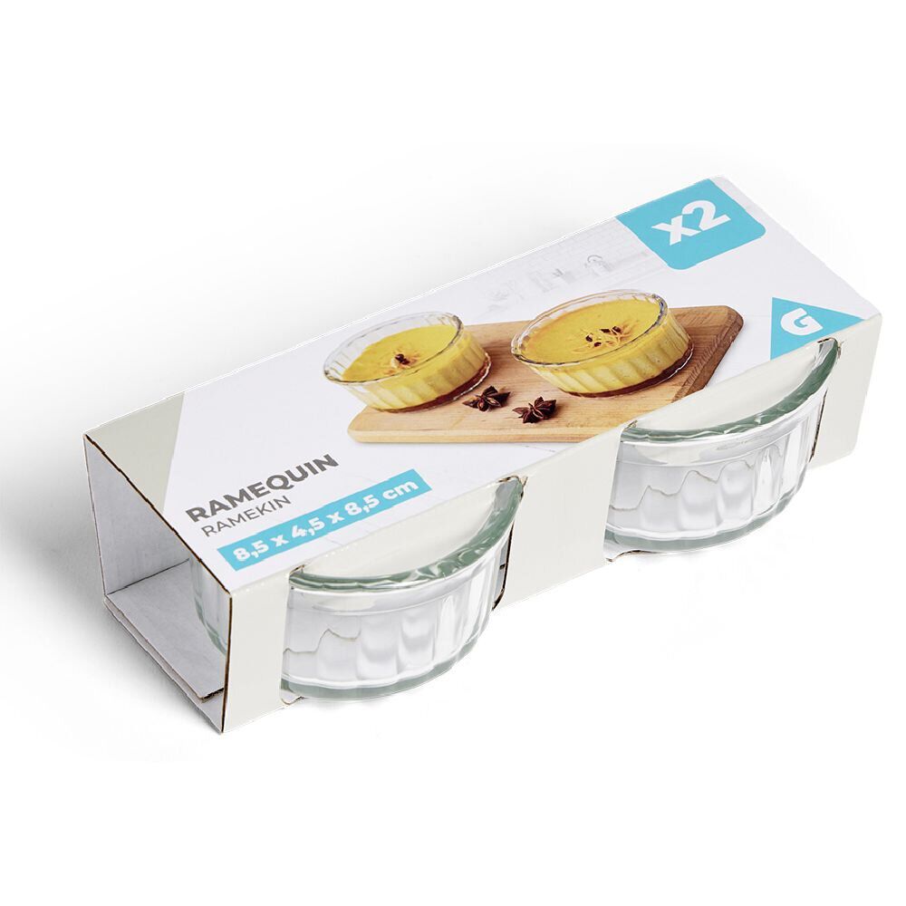 Lot de 2 ramequins en verre transparent Ø8,5xH4,5cm