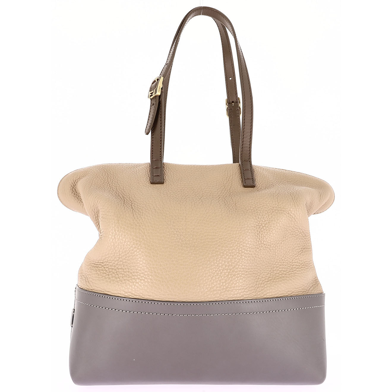 Fendi Sac porté épaule en Cuir beige/gris - Très bon état - Longueur 30 cm