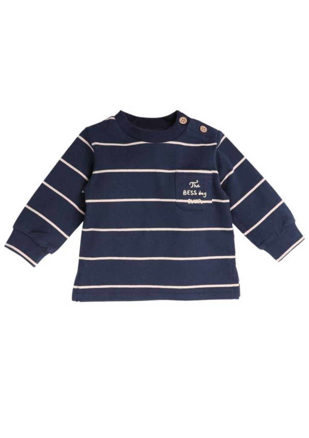 BESS baby gestreepte longsleeve blauw/wit