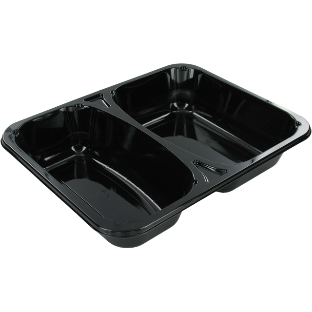 Bak, CPET, 2-vaks, 227x178x43mm, zwart