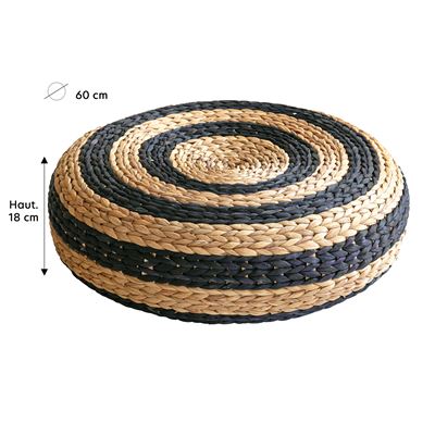 Grand pouf rond tressé
