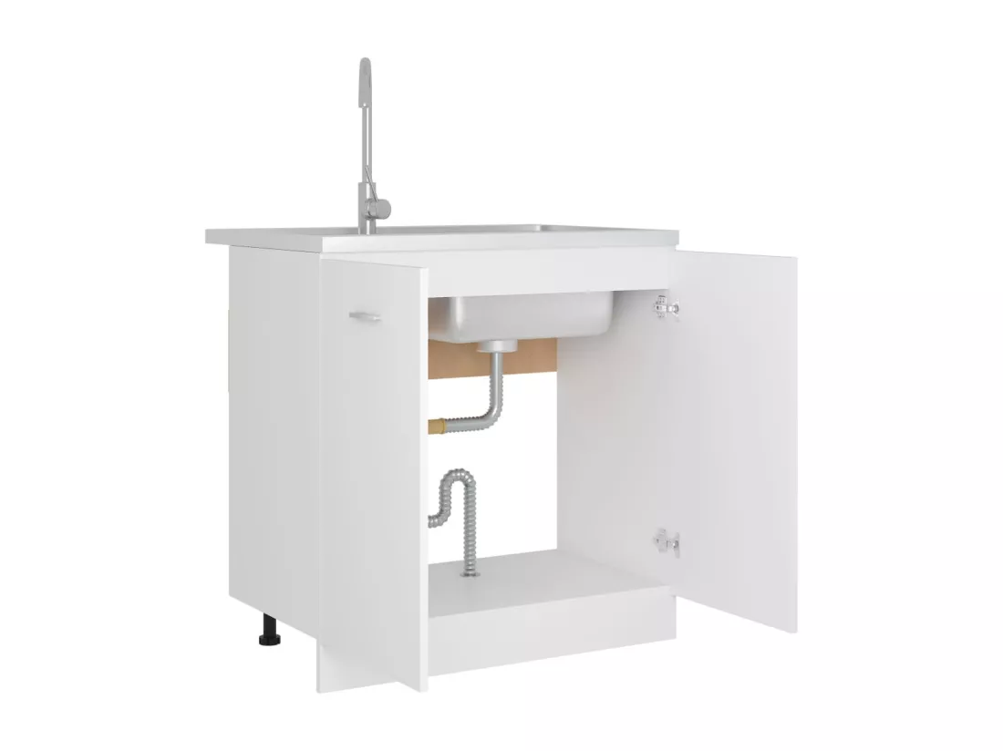Armoire de plancher d'évier Blanc 80x46x81,5 cm Bois ingénierie