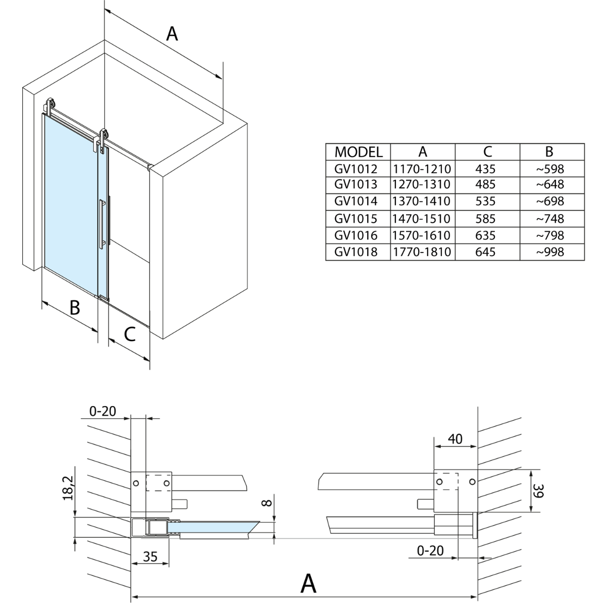 Gelco Volcano douchedeur 150cm helderglas