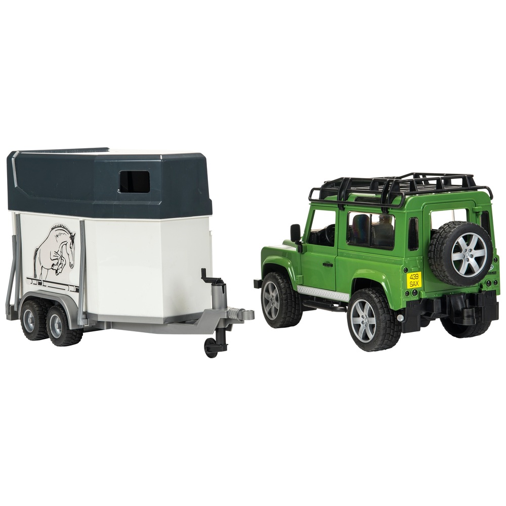 Bruder 1:16 Land Rover Defender mit Pferdeanhänger