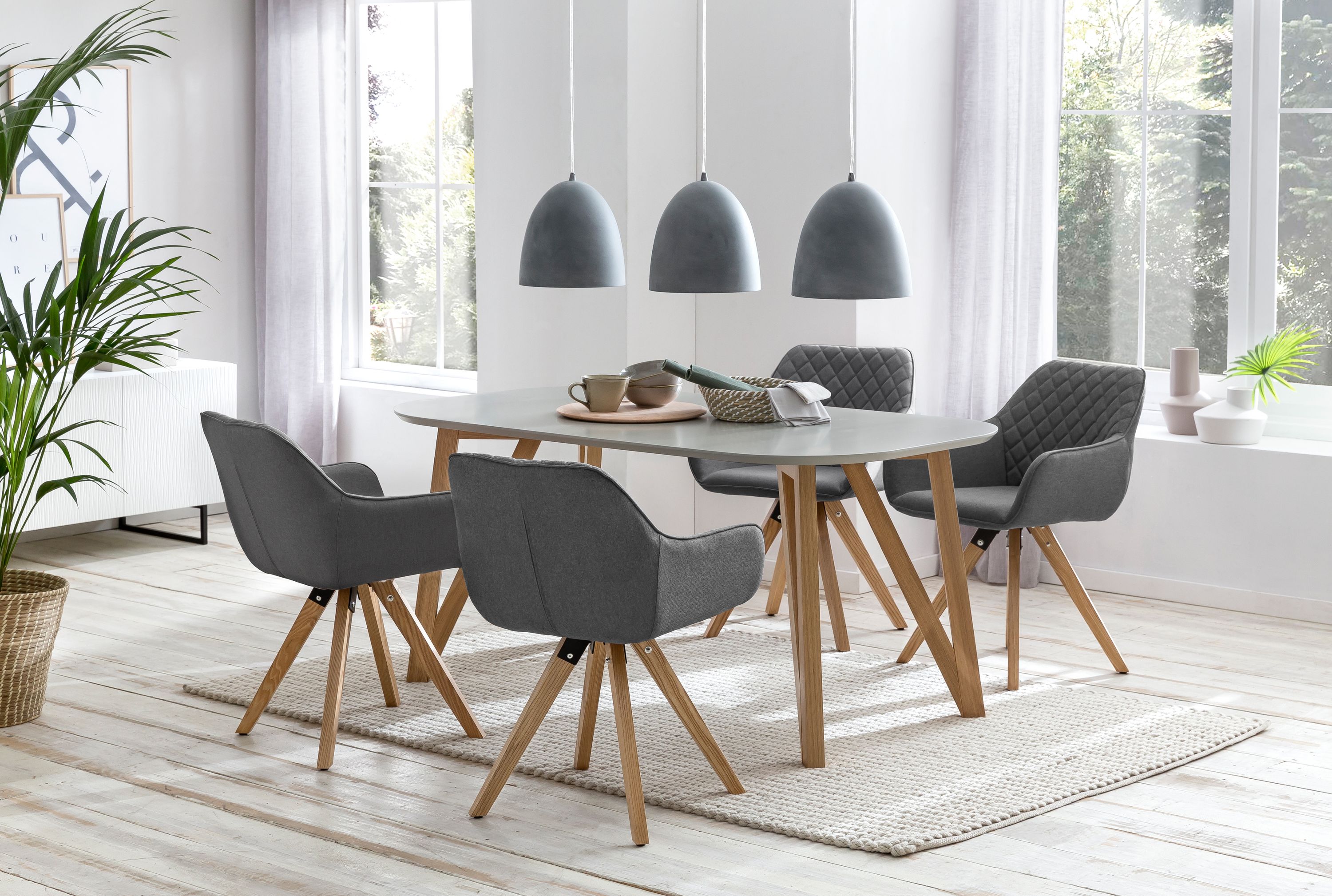 Esstisch 140x90x76 cm grau Eiche Esszimmertisch Küchentisch Tisch Holztisch