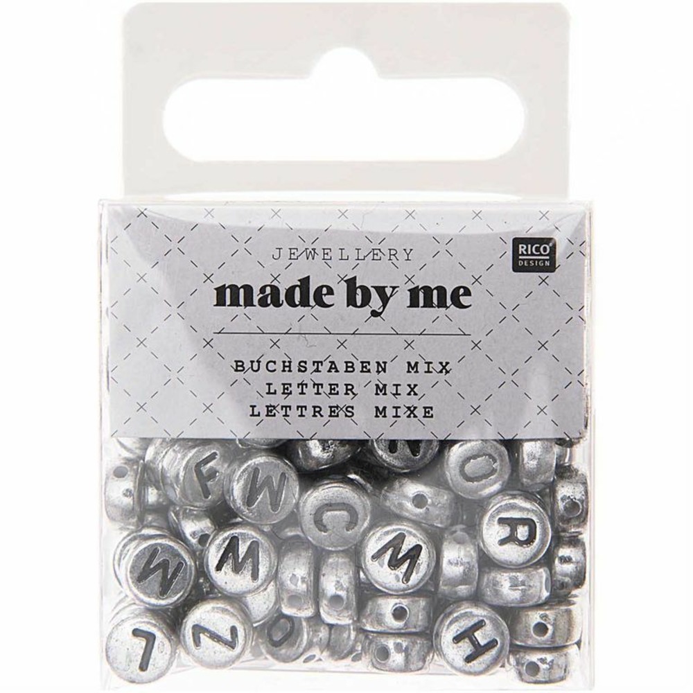 165 perles - lettres rondes - argenté