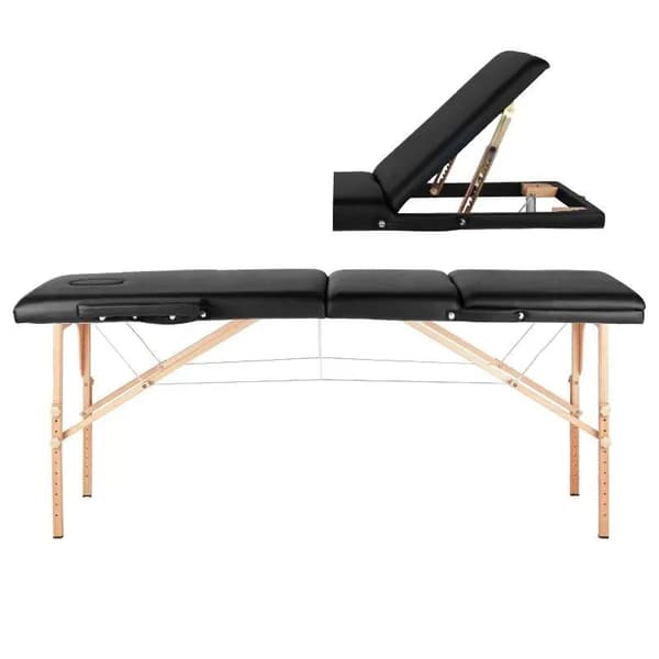 Activeshop sammenleggbart massasjebord 3-delt, tre, modell Comfort Activ FIZJO, sort