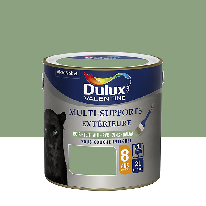 Peinture extérieure multi supports e garantie 8 ans Dulux Valentine satin vert provence 2L