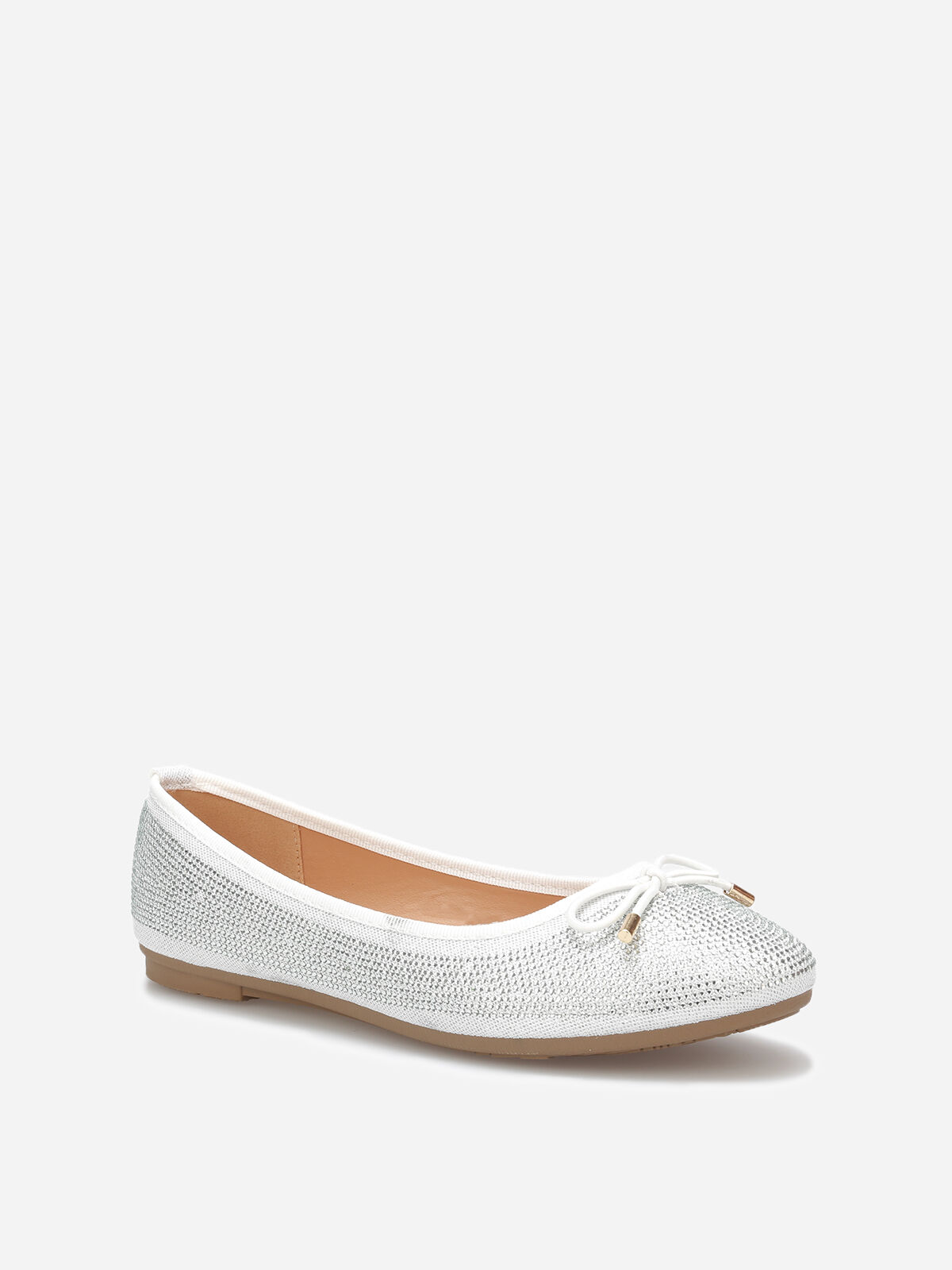 Ballerines à strass et nœud- Blanc