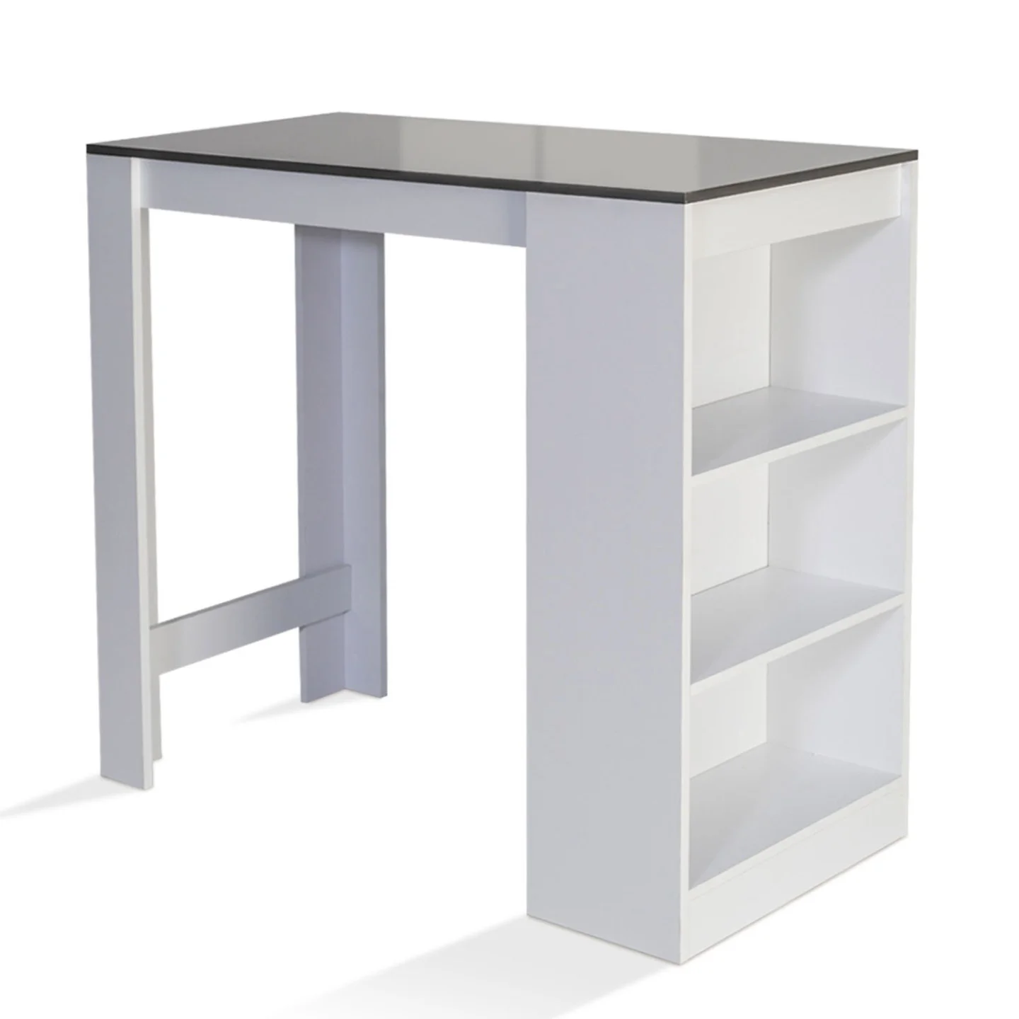 Table de bar BARTH 2 à 4 personnes bois blanc plateau gris