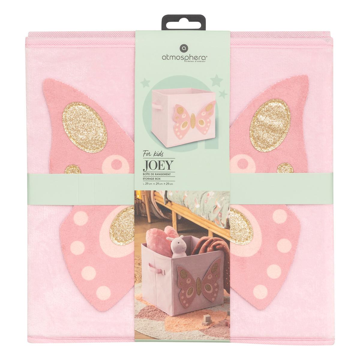 BOITE DE RANGEMENT VELOURS PAPILLON 29X29CM