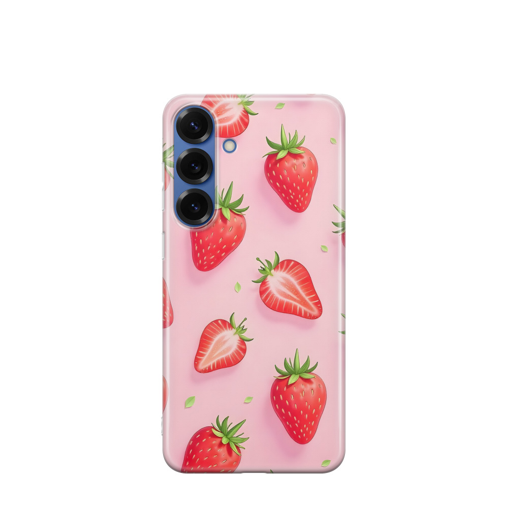 Samsung Galaxy S25 Plus Gummi Hülle Sommer Erdbeere - Rot