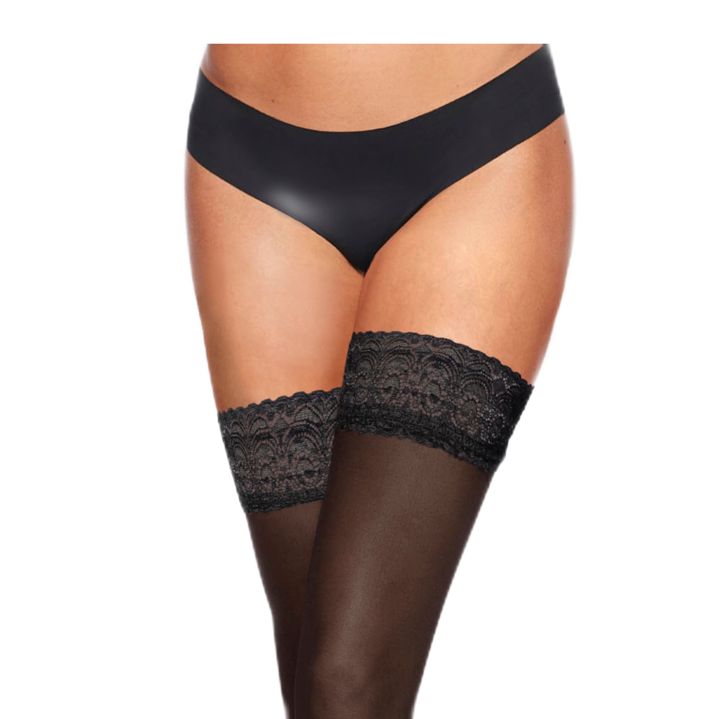 LASCANA Halterlose Feinstrümpfe 50 mit Spitze mit floralem Design