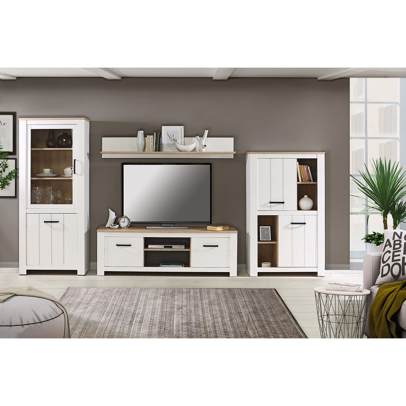 Highboard - weiß-bianco Eiche - 87 cm breit