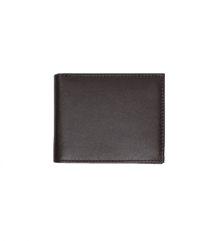Carteira Tommy Hilfiger Eton Mini CC em couro marrom - 8,5 x 10,7 x 2 cm -