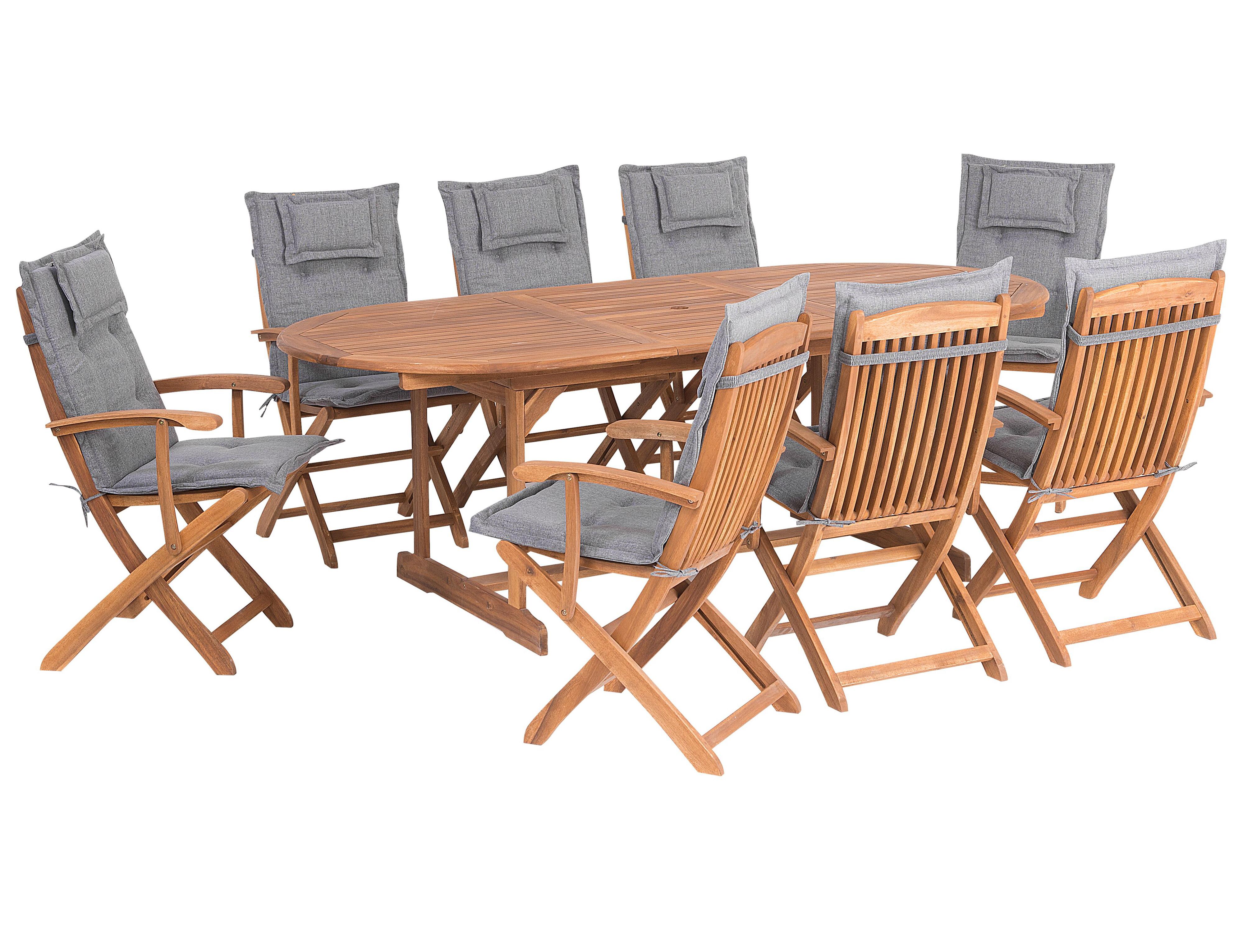 Tuinset 8-zits MAUI met kussens Acaciahout Grijs