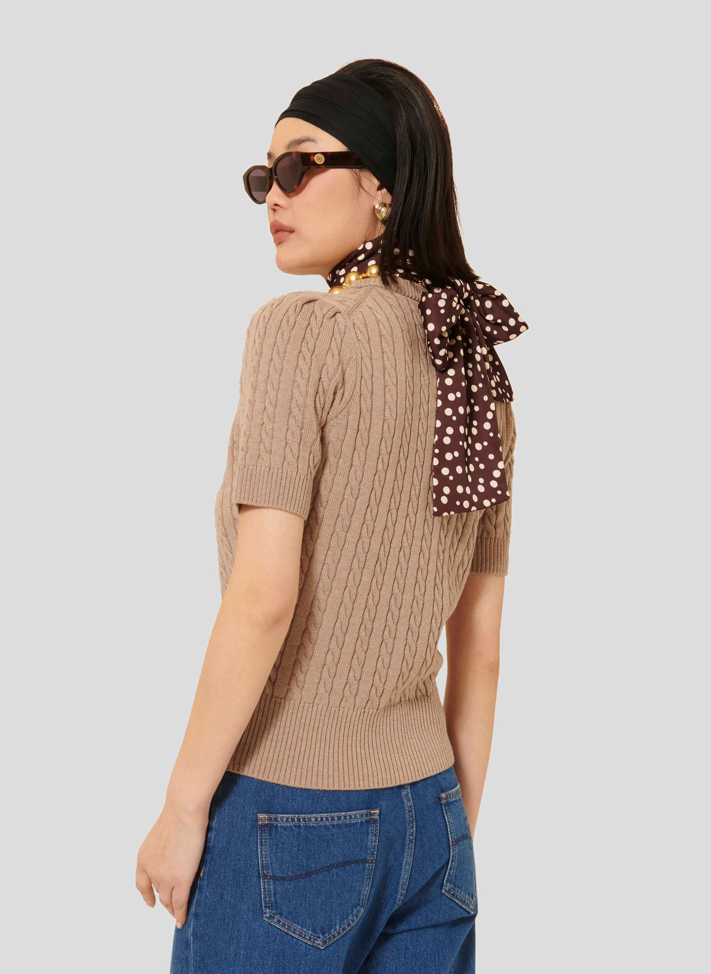 PRIYANKA - Pull col lanière en laine | Marron