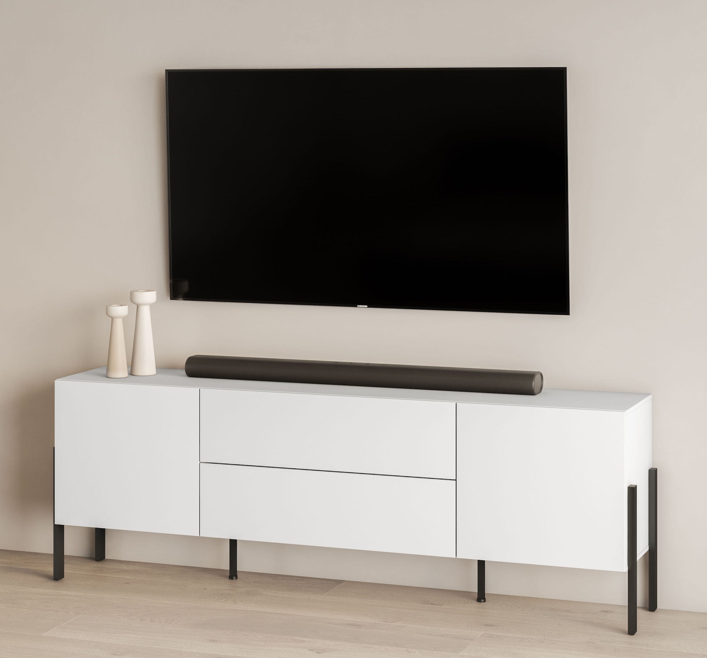 INOSIGN Lowboard »Jukon,Breite 200 cm, moderne grifflose TV-Kommode,2 Türen/2 Schubladen« TV-Schrank mit viel Stauraum, TV-Board, push-to-open-Funktion