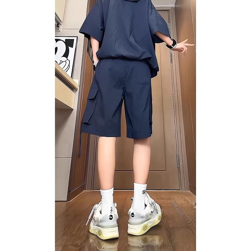 Posive - Mid Rise Plain Cargo Shorts