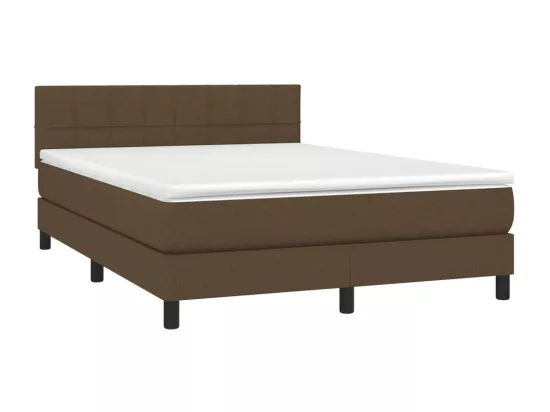 Sommier tapissier matelas et LED Marron foncé 140x190 cm Tissu
