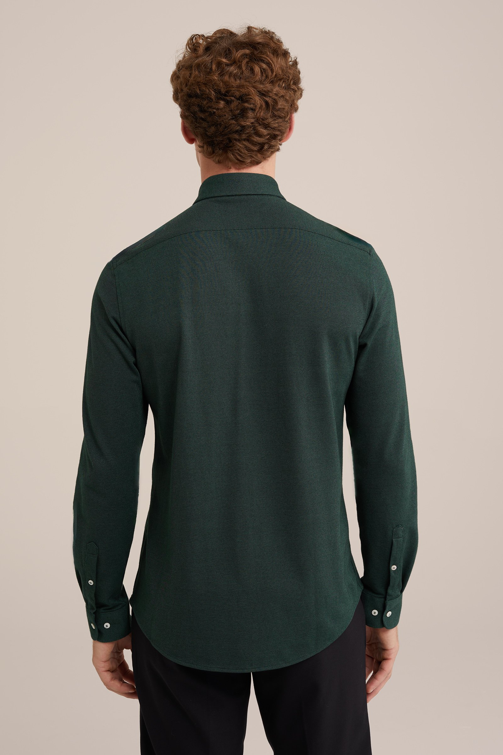 piquéjersey overhemd met stretch Fundamentals Groen