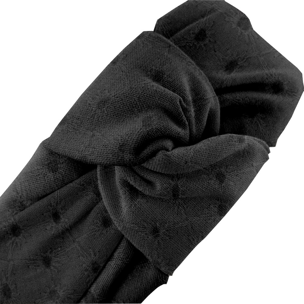 Serre-Tête Large Croisé Broderie Anglaise Noire