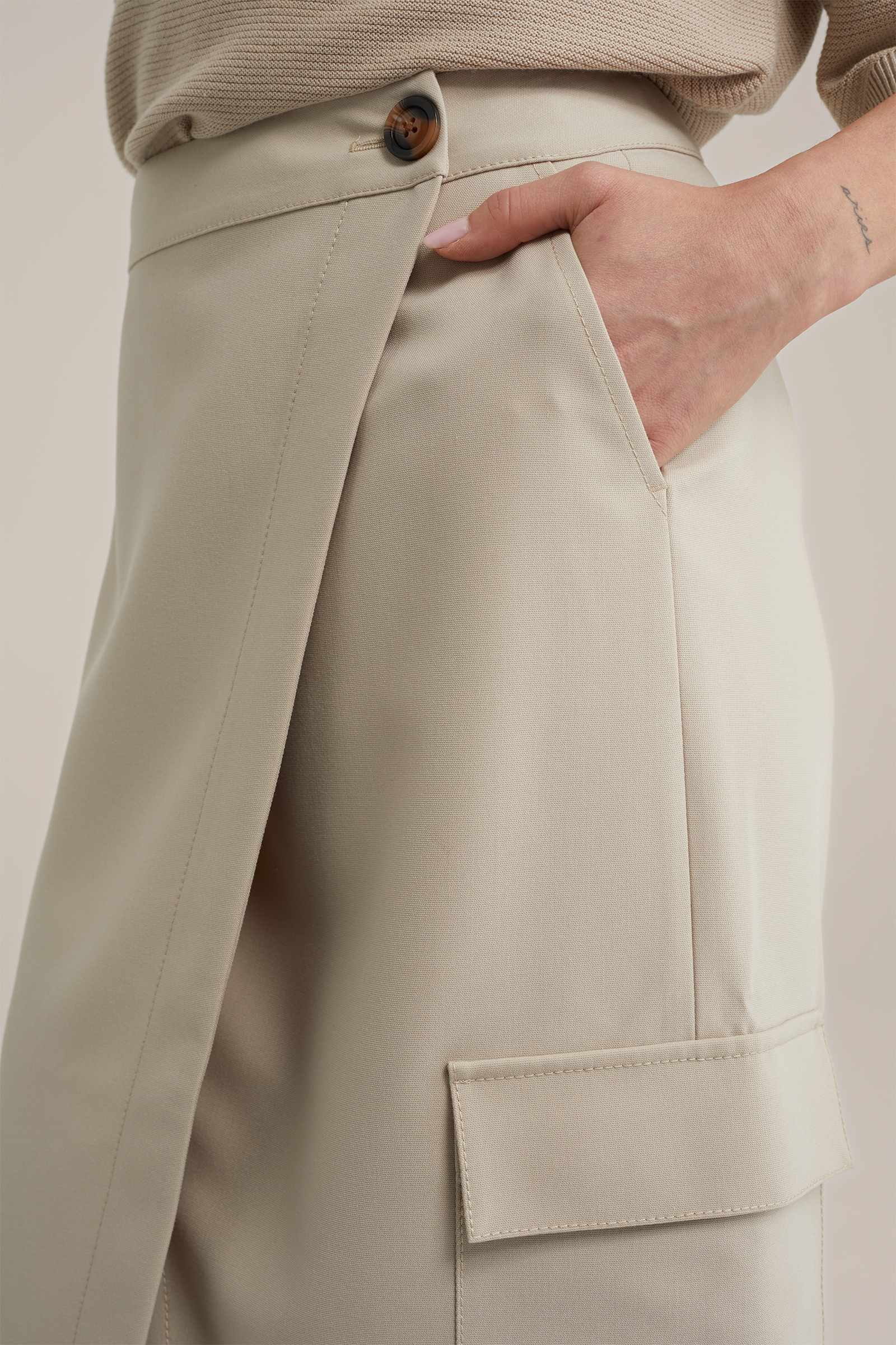 rok met cargozakken WE Fashion Beige