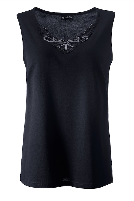 Top, figurfreundlich, V-Ausschnitt, Spitze, Pailletten