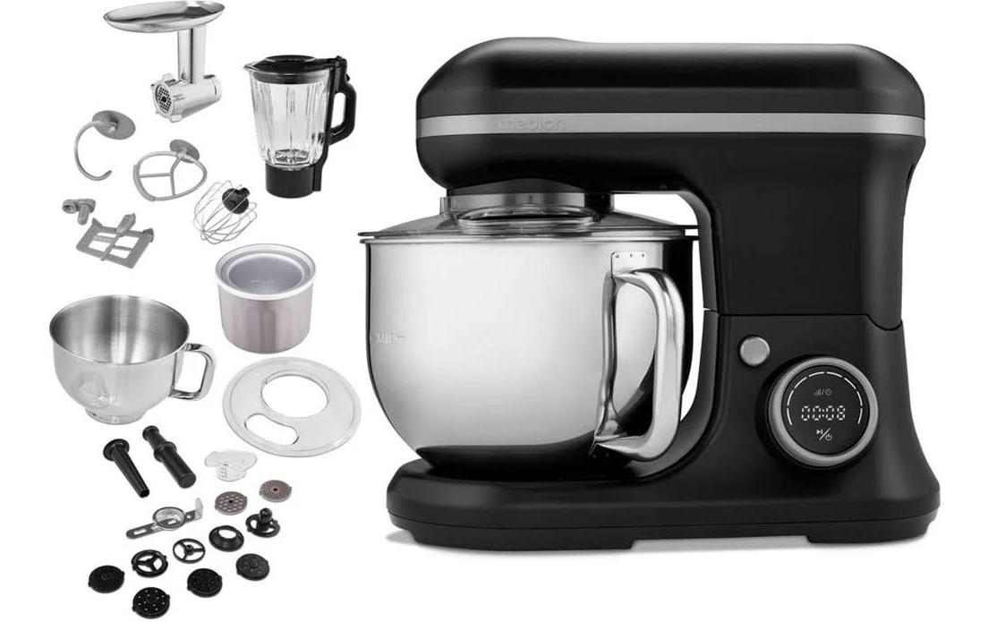 Küchenmaschine 3in1, Schwarz<br>Leistungsstarke Küchenmaschine mit 8 Geschwindigkeitsstufen und umfangreichem Zubehör