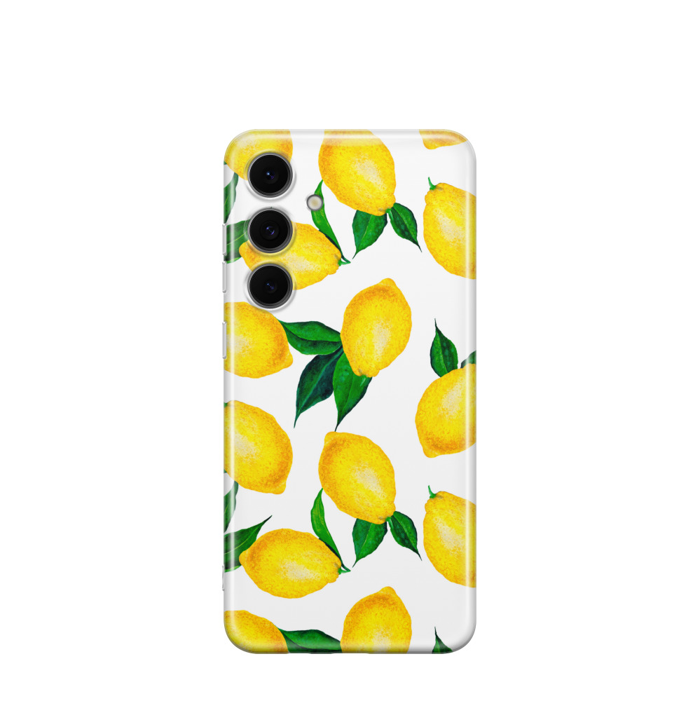 Samsung Galaxy S24 FE Gummi Hülle Zitronenzeit - Weiss