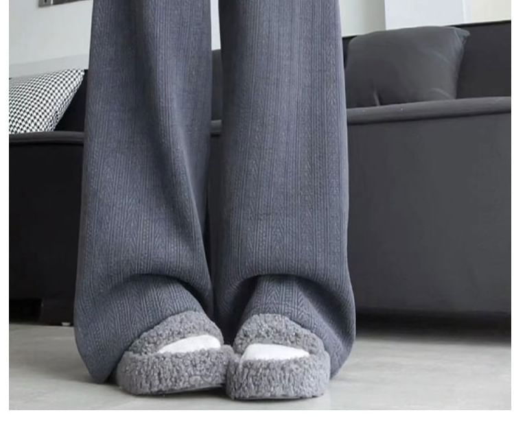 evanesce - High Rise Plain Chenille Gevoerde Wijde Broek