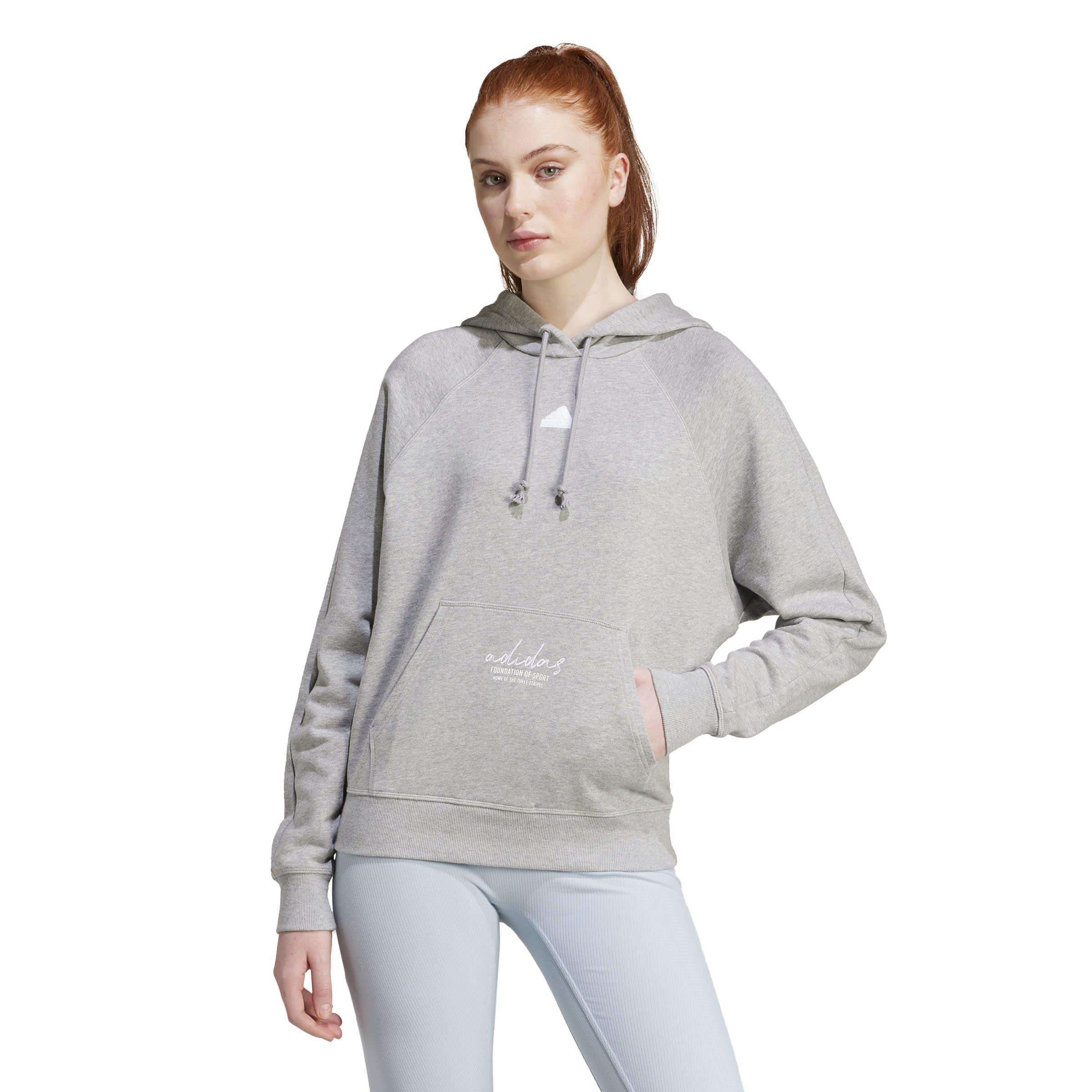 adidas Signature Graphic Embroidery French Terry Loose Hoodie Womens