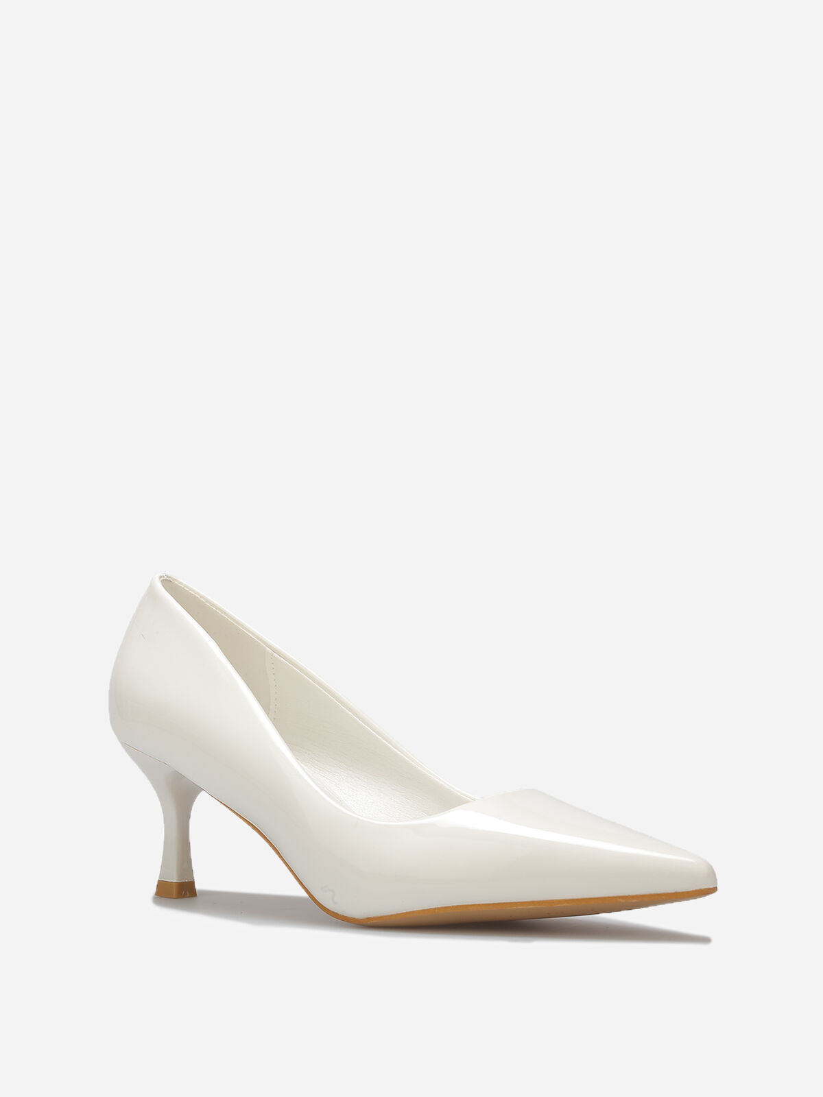 Escarpins pointus à petit talon- Blanc