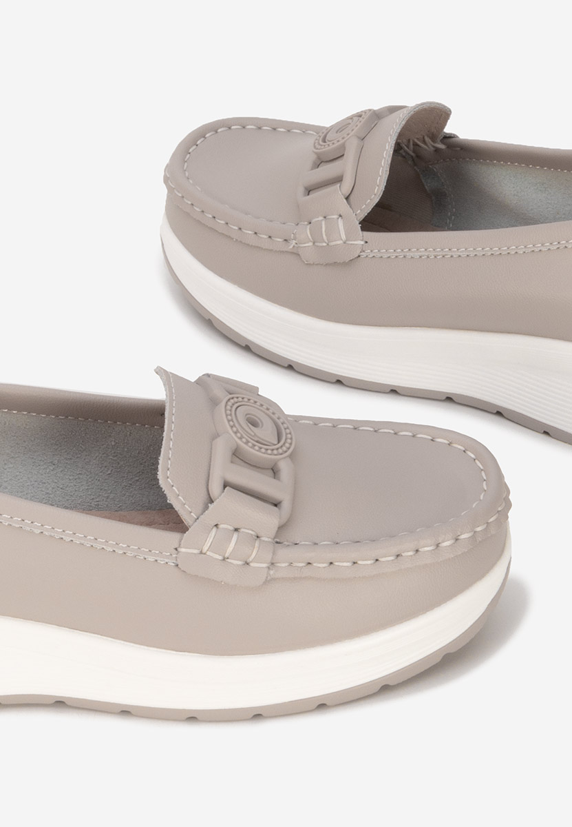 Mocassins en cuir naturel gris Gabielia